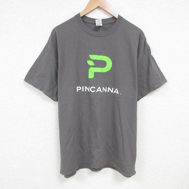 XL★古着 半袖 Tシャツ メンズ PINCANN コットン クルーネック グレー 霜降り 25jul04 中古