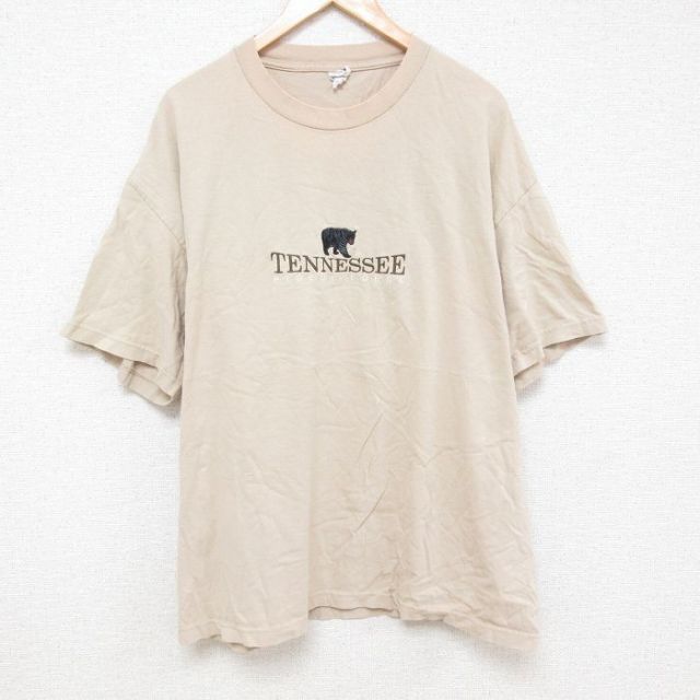 半袖Tシャツ クマ刺繍 ベージュ XL | 古着