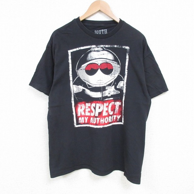 XL★古着 半袖 Tシャツ メンズ アニメ サウスパーク コットン クルーネック 黒 ブラック 25jul05 中古