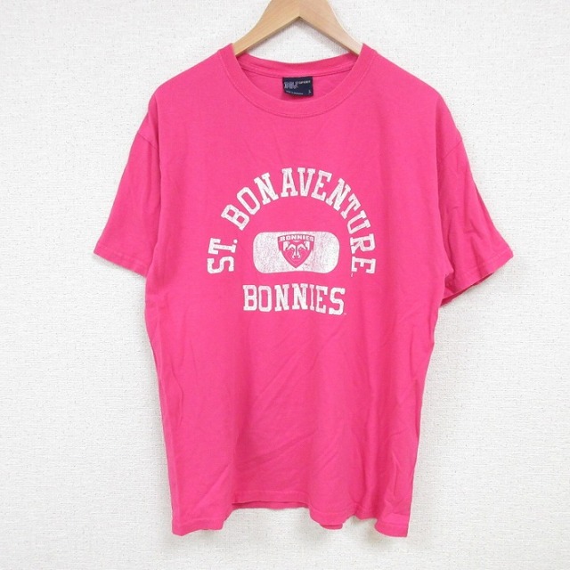 XL★古着 MVスポーツ 半袖 Tシャツ メンズ BONNIES コットン クルーネック ピンク 25jul05 中古