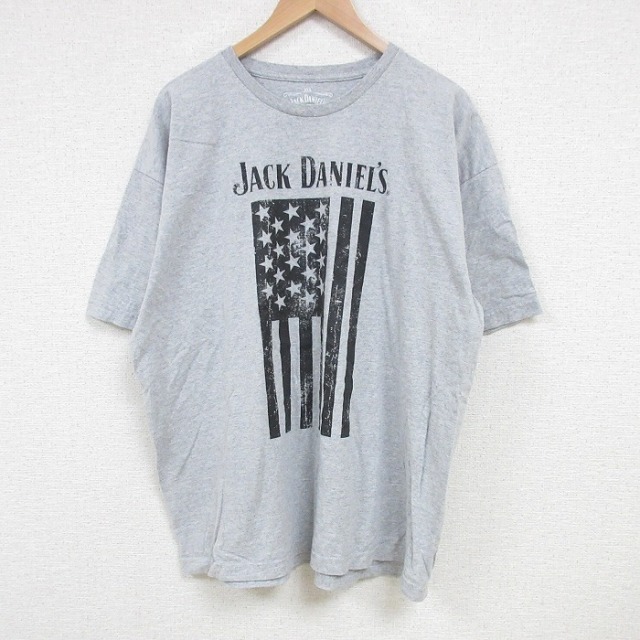 XL★古着 半袖 Tシャツ メンズ ウィスキー ジャックダニエル 大きいサイズ クルーネック USA製 グレー 霜降り 25jul05 中古