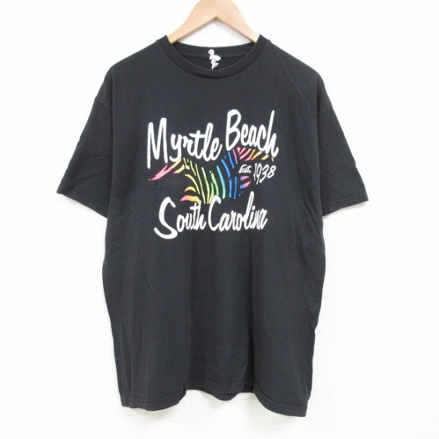 XL★古着 半袖 Tシャツ メンズ サウスカロライナ コットン クルーネック 黒 ブラック 25jul05 中古