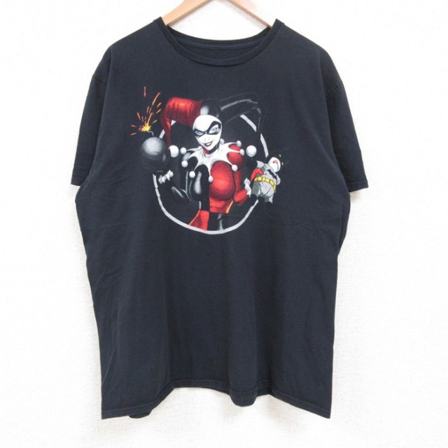 XL★古着 半袖 Tシャツ ハーレイクイン メンズ クルーネック 黒 ブラック 25jul14 中古