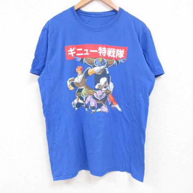 古着通販 L☆古着 半袖 Tシャツ メンズ クルーネック 青