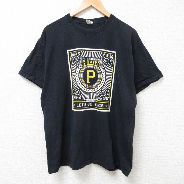 XL★古着 半袖 Tシャツ メンズ MLB ピッツバーグパイレーツ コットン クルーネック 黒 ブラック メジャーリーグ ベースボール 野球 25jul09 中古