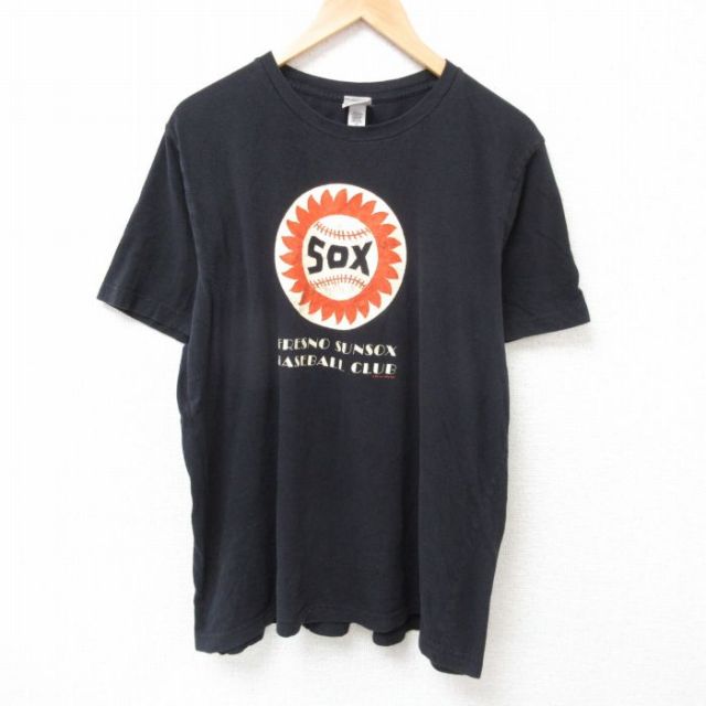 XL★古着 半袖 Tシャツ メンズ MLB シカゴホワイトソックス コットン クルーネック 黒 ブラック メジャーリーグ ベースボール 野球 25jul12 中古