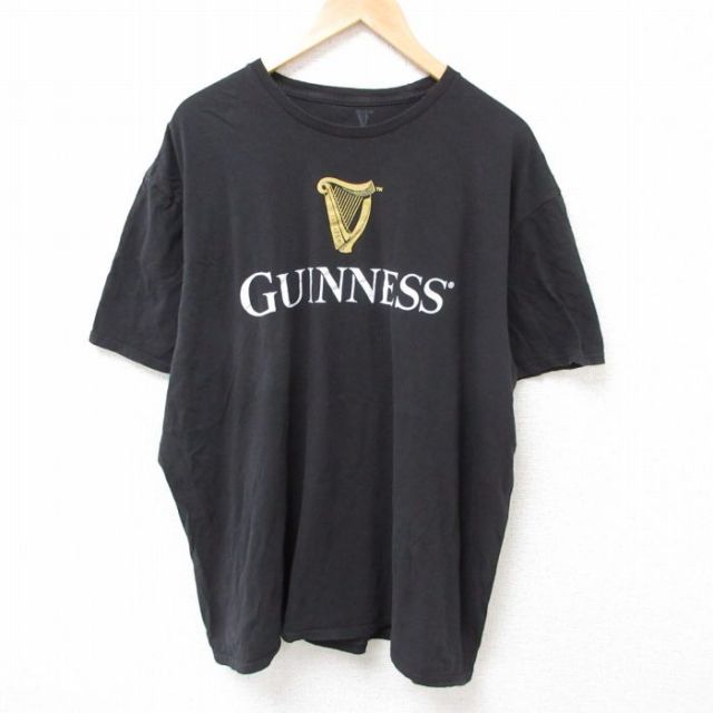 XL★古着 半袖 Tシャツ メンズ ギネス 大きいサイズ コットン クルーネック 黒 ブラック 25jul12 中古