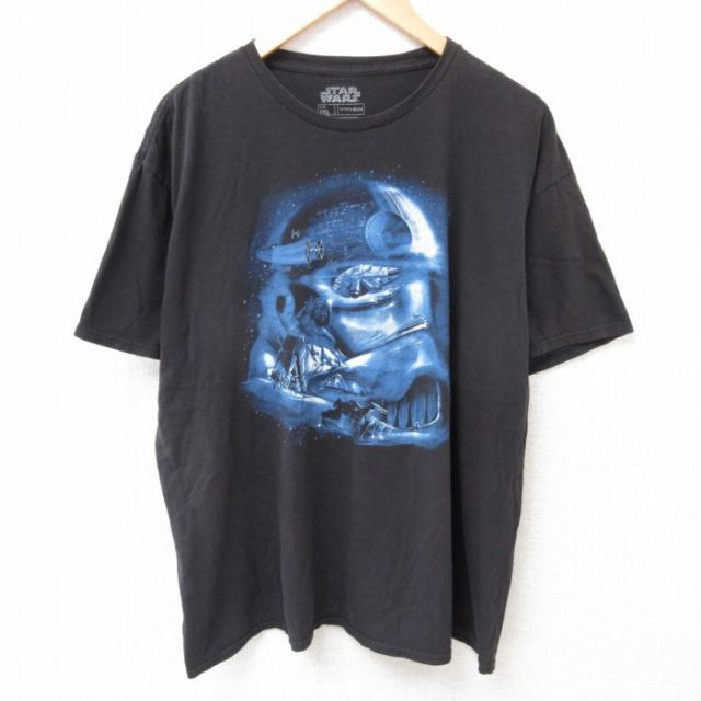 XL★古着 半袖 Tシャツ メンズ スターウォーズ STAR WARS 大きいサイズ コットン クルーネック 黒 ブラック 25jul12 中古