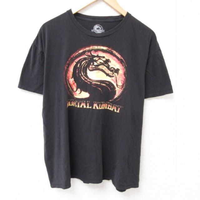 XL★古着 半袖 Tシャツ メンズ ゲーム モータルコンバット 大きいサイズ コットン クルーネック 黒 ブラック 25jul12 中古