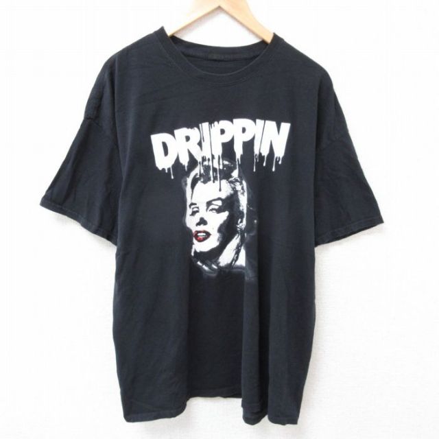 XL★古着 半袖 Tシャツ メンズ マリリンモンロー 大きいサイズ クルーネック 黒 ブラック 25jul12 中古