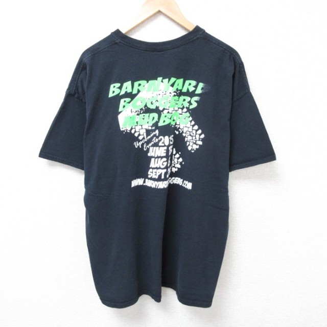 XL★古着 半袖 Tシャツ メンズ バンヤード 大きいサイズ コットン クルーネック 黒 ブラック 25jul17 中古