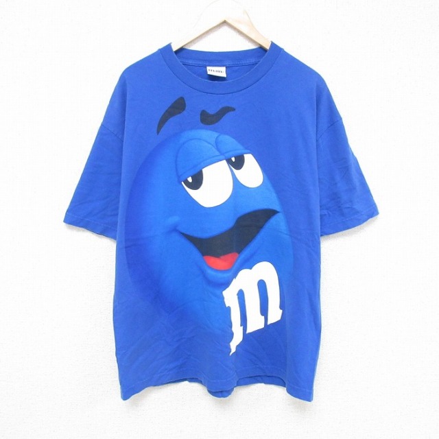 XL★古着 半袖 Tシャツ メンズ m&ms クルーネック 青 ブルー 25jul17 中古