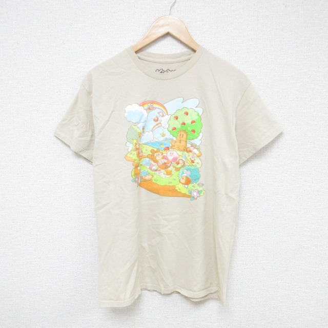 M★古着 半袖 Tシャツ メンズ ゲーム ニンテンドー 星のカービィ コットン クルーネック ベージュ カーキ 【spe】 25jul17 中古
