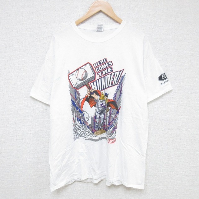 XL★古着 フルーツオブザルーム 半袖 Tシャツ メンズ マーベル マイティソー コットン クルーネック 白 ホワイト 25jul17 中古