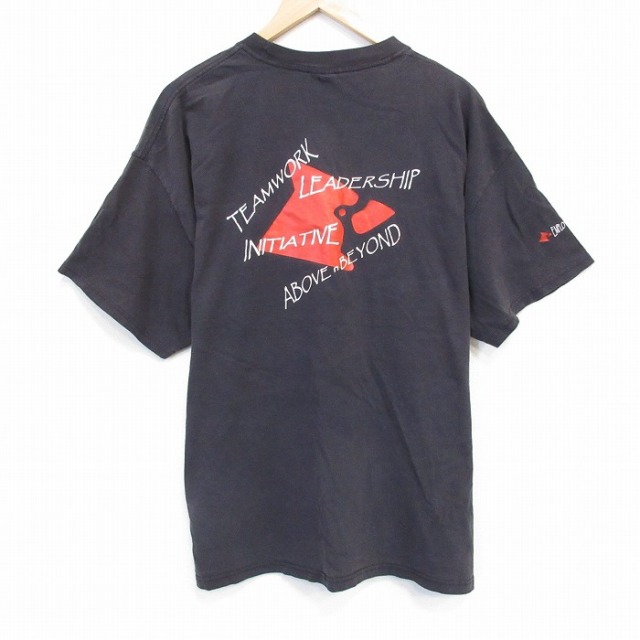 【50%OFF】XL★古着 ヘインズ Hanes 半袖 Tシャツ メンズ 大きいサイズ コットン クルーネック 黒 ブラック チームワーク 25jul24 中古