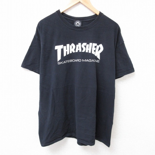 XL★古着 スラッシャー 半袖 Tシャツ メンズ ビッグロゴ 大きいサイズ クルーネック 黒 ブラック 25jul24 中古