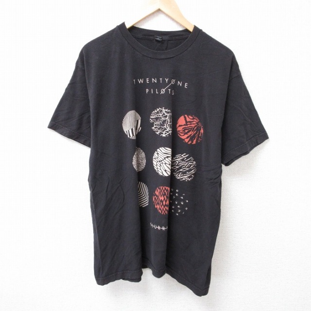 XL★古着 TULTEX 半袖 Tシャツ メンズ ロック バンド トゥエンティワンパイロッツ コットン クルーネック 黒 ブラック 25jul24 中古
