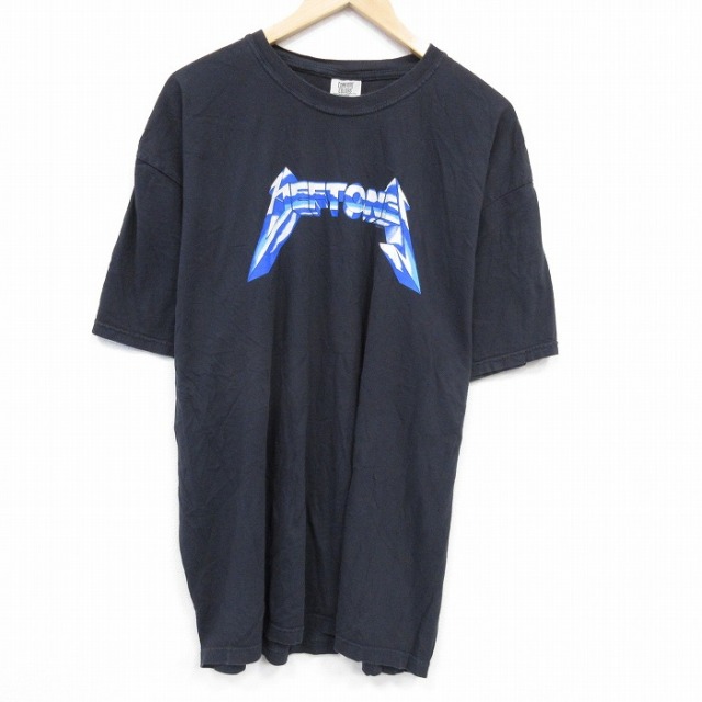 XL★古着 半袖 Tシャツ メンズ ロック バンド デフトーンズ 大きいサイズ コットン クルーネック 黒 ブラック 25jul24 中古