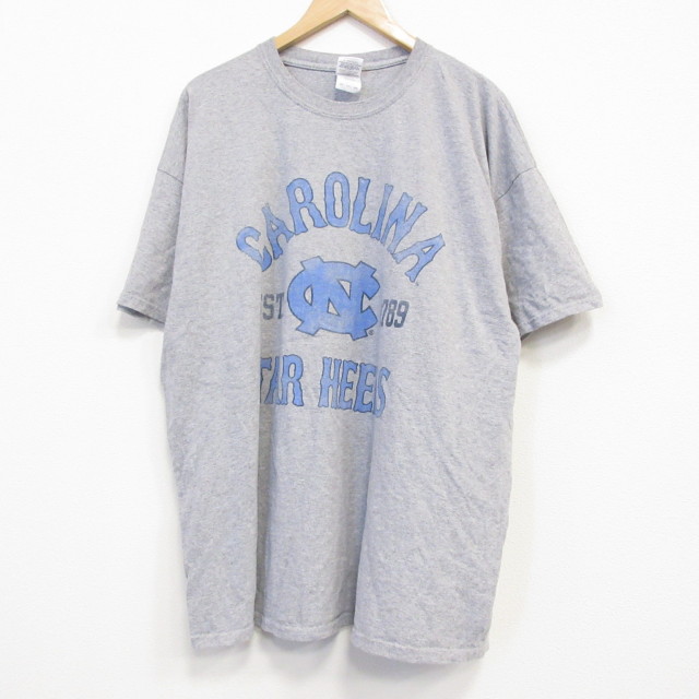 【50%OFF】XL★古着 半袖 Tシャツ メンズ カロライナ 大きいサイズ クルーネック グレー 霜降り 25jul19 中古