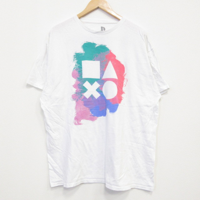 XL★古着 半袖 Tシャツ メンズ プレイステーション コットン クルーネック 白 ホワイト 25jul19 中古