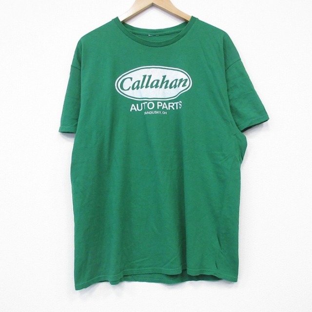 XL★古着 半袖 Tシャツ メンズ オートパーツ クルーネック 緑 グリーン 25jul22 中古