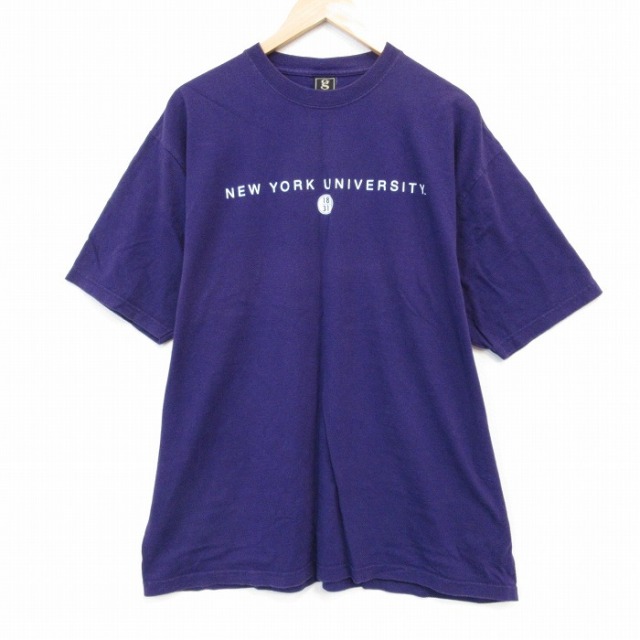 【50%OFF】XL★古着 半袖 Tシャツ メンズ ニューヨーク 大きいサイズ コットン クルーネック 紫 パープル 25jul23 中古