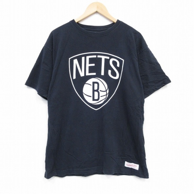 XL★古着 半袖 Tシャツ メンズ NBA ブルックリンネッツコットン クルーネック 黒 ブラック バスケットボール 25jul23 中古