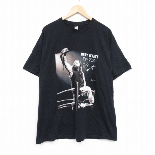 XL★古着 半袖 Tシャツ メンズ ワールドプロレスリング ブレイワイアット 大きいサイズ コットン クルーネック 黒 ブラック 25jul23 中古