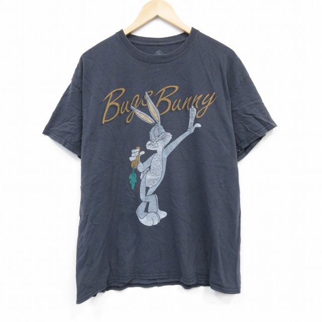 XL★古着 半袖 Tシャツ メンズ ルーニーテューンズ LOONEY TUNES バックスバニー コットン クルーネック 濃グレー 25jul26 中古