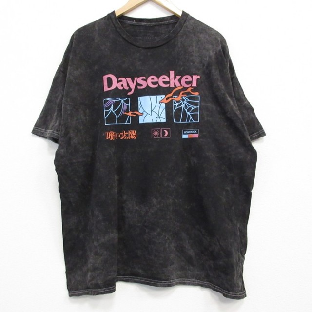 XL★古着 半袖 ロック バンド Tシャツ メンズ Dayseeker 大きいサイズ クルーネック 黒他 ブラック タイダイ 25jul25 中古