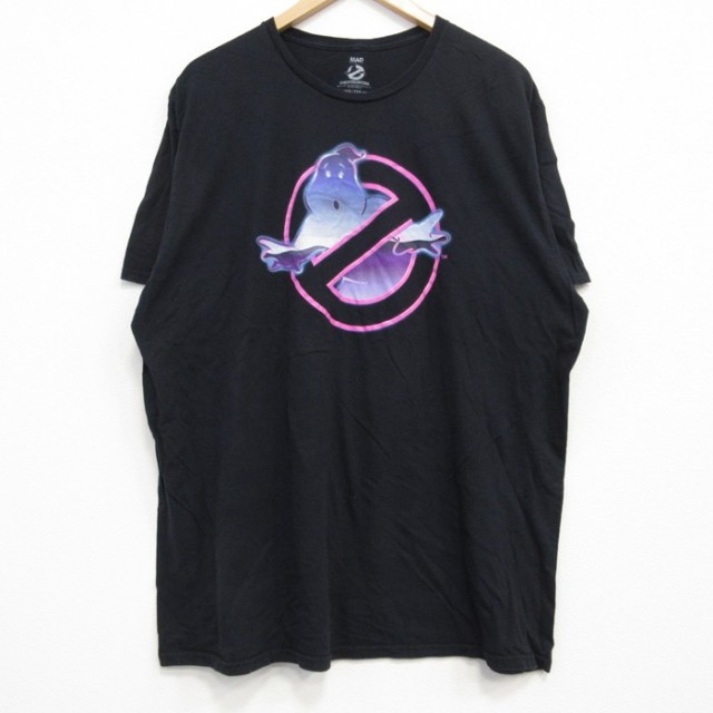 【50%OFF】XL★古着 半袖 Tシャツ メンズ 映画 ゴーストバスターズ コットン クルーネック 黒 ブラック 25jul25 中古