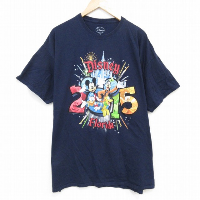 ディズニー 半袖Tシャツ ミッキーマウスグーフィー ネイビー XL | 古着