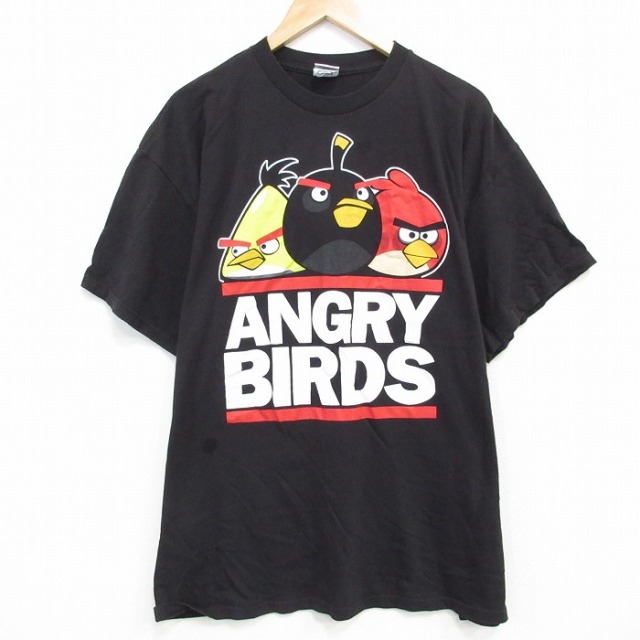 半袖Tシャツ アングリーバードプリント ブラック XL | 古着
