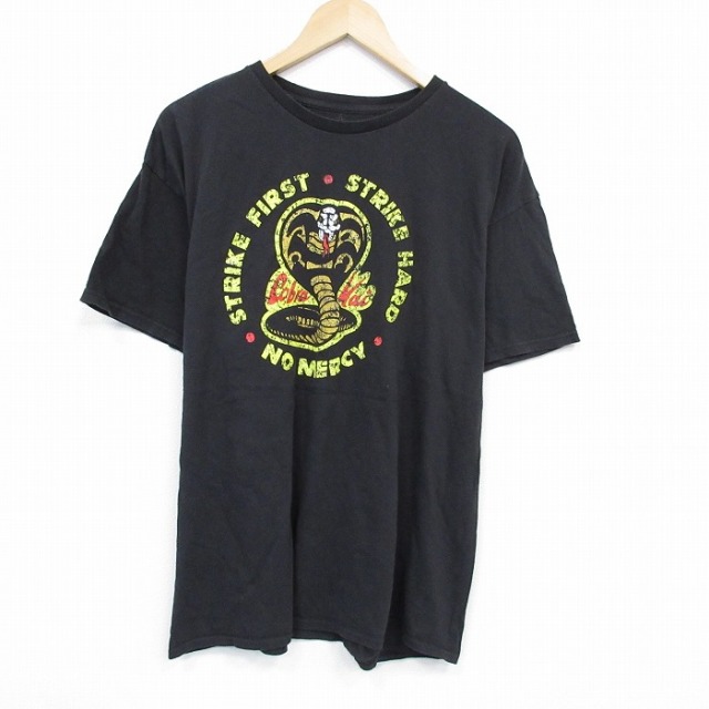 【20%OFF】XL★古着 リップルジャンクション 半袖 Tシャツ メンズ ドラマ コブラ会 コットン クルーネック 黒 ブラック 25jul29 中古
