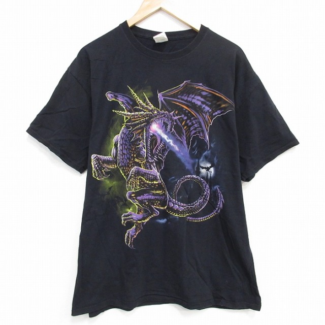 半袖Tシャツ ドラゴン ブラック XL | 古着