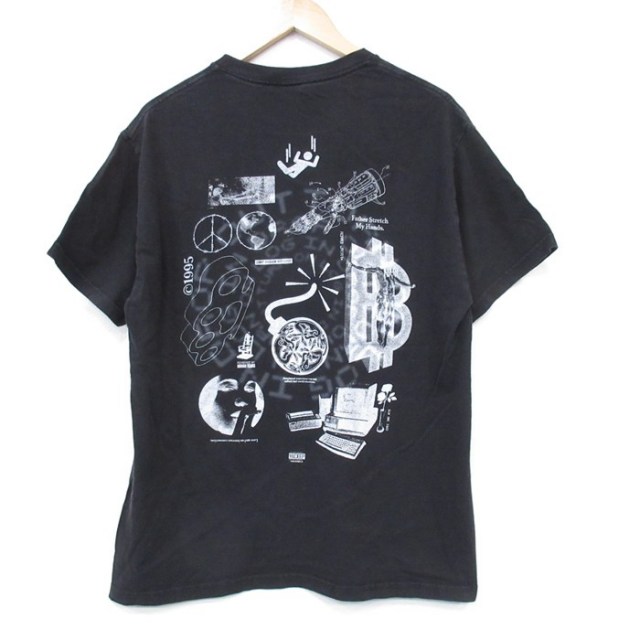 【50%OFF】L★古着 半袖 Tシャツ メンズ パソコン コットン クルーネック USA製 黒 ブラック 25jul31 中古