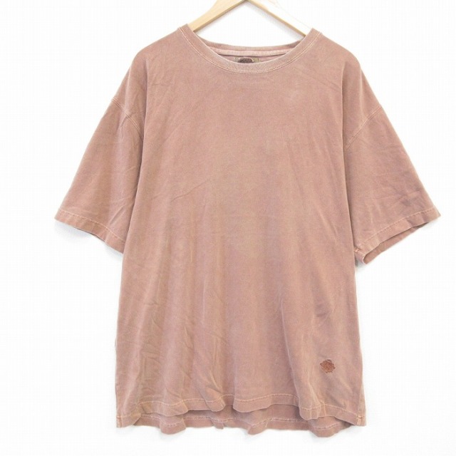 【50%OFF】XL★古着 THE TERRITORY AHEAD 半袖 Tシャツ メンズ ワンポイントロゴ 大きいサイズ コットン クルーネック 薄茶 ブラウン 25aug01 中古