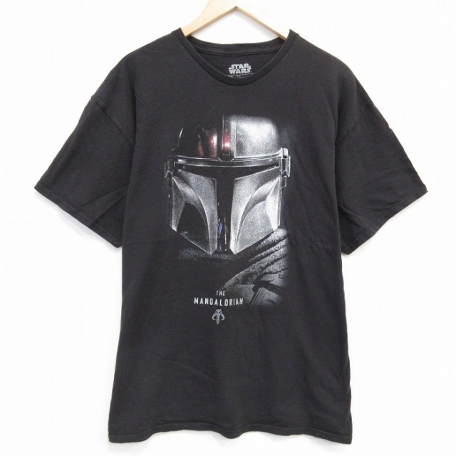 XL★古着 半袖 Tシャツ メンズ スターウォーズ STAR WARS マンダロリアン コットン クルーネック 黒 ブラック 25aug01 中古