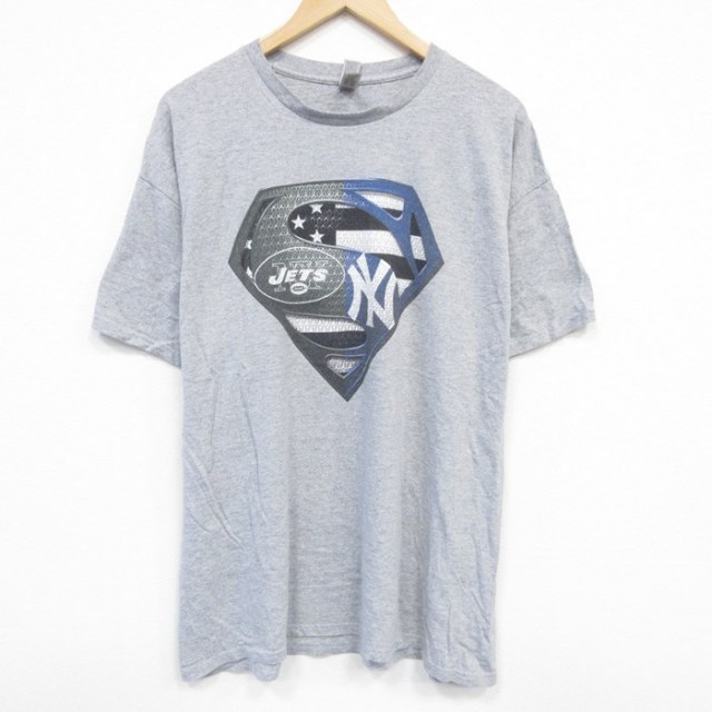【50%OFF】XL★古着 半袖 Tシャツ メンズ MLB ニューヨークヤンキース クルーネック グレー 霜降り メジャーリーグ ベースボール 野球 25aug02 中古
