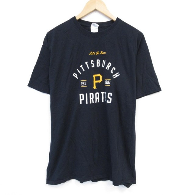 XL★古着 ジャージーズ 半袖 Tシャツ メンズ MLB ピッツバーグパイレーツ コットン クルーネック 黒 ブラック メジャーリーグ ベースボール 野球 25aug02 中古