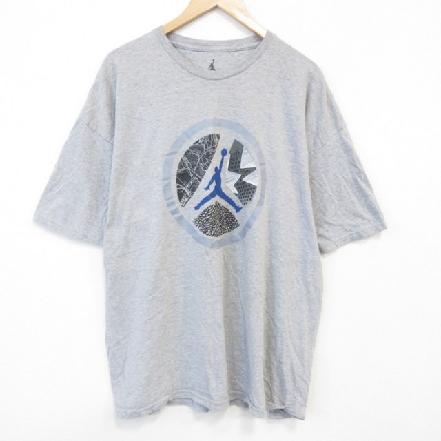 XL★古着 半袖 Tシャツ メンズ マイケルジョーダン エアジョーダン 大きいサイズ クルーネック グレー 霜降り 25aug02 中古