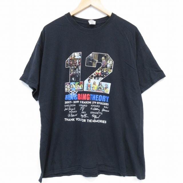 XL★古着 半袖 Tシャツ メンズ ドラマ ビッグバンセオリー コットン クルーネック 黒 ブラック 25aug04 中古
