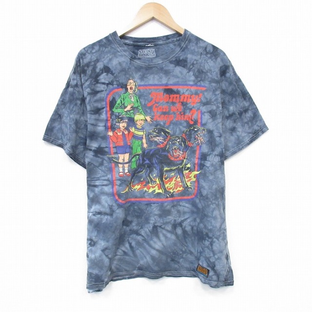 XL★古着 スティーブンローズ 半袖 Tシャツ メンズ 大きいサイズ コットン クルーネック 濃グレー他 ダイダイ 25aug07 中古