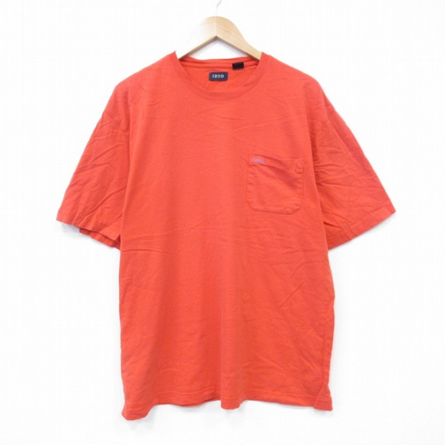 IZOD 半袖Tシャツ ワンポイントロゴ オレンジ XL | 古着