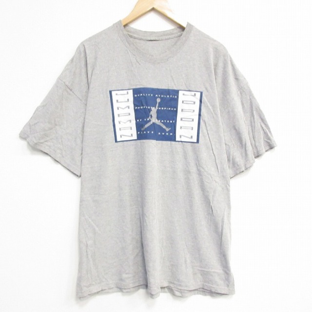 XL★古着 半袖 Tシャツ メンズ マイケルジョーダン エアジョーダン 大きいサイズ クルーネック グレー 霜降り 25aug18 中古