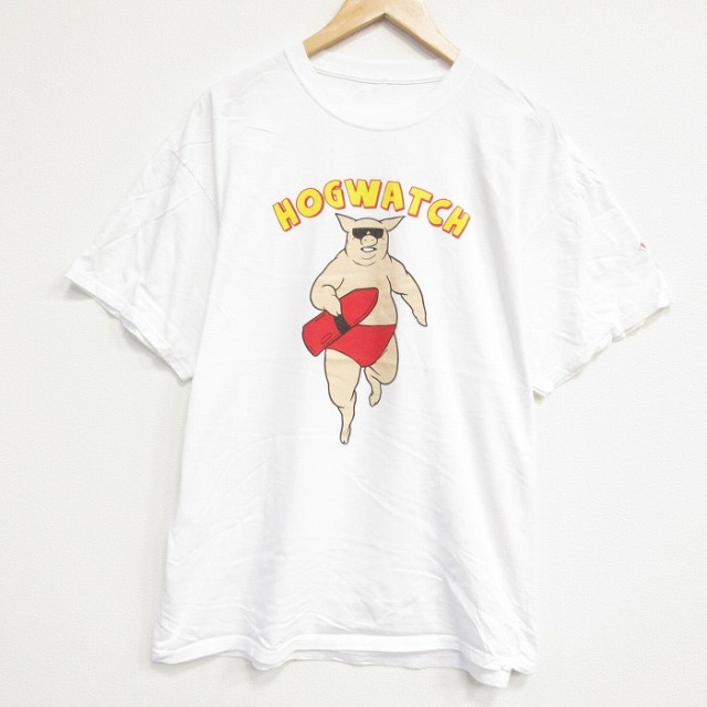 XL★古着 半袖 Tシャツ メンズ ブタ クルーネック 白 ホワイト 25aug18 中古