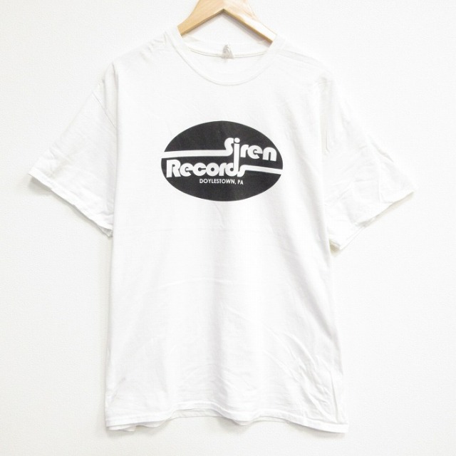 XL★古着 半袖 Tシャツ メンズ レコード 大きいサイズ コットン クルーネック 白 ホワイト 25aug18 中古