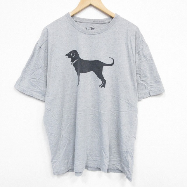 XL★古着 半袖 Tシャツ メンズ The Black Dog 大きいサイズ コットン クルーネック グレー 霜降り 25aug18 中古