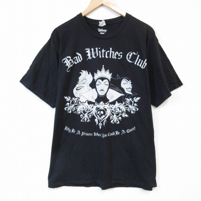 XL★古着 半袖 Tシャツ メンズ ディズニー DISNEY ヴィランズ コットン クルーネック 黒 ブラック 25aug20 中古