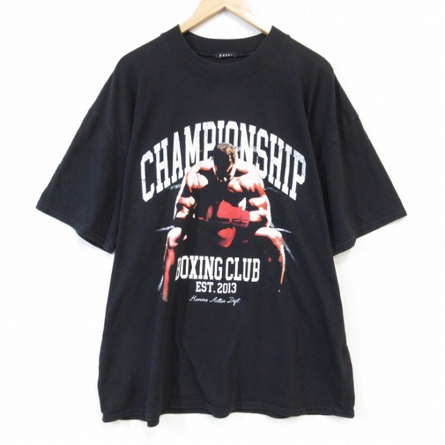 XL★古着 半袖 Tシャツ メンズ ボクシングクラブ 大きいサイズ クルーネック 黒 ブラック 25aug20 中古